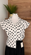 Chemise à Pois Effet Épaulettes 100% Coton - Fabrication Italie