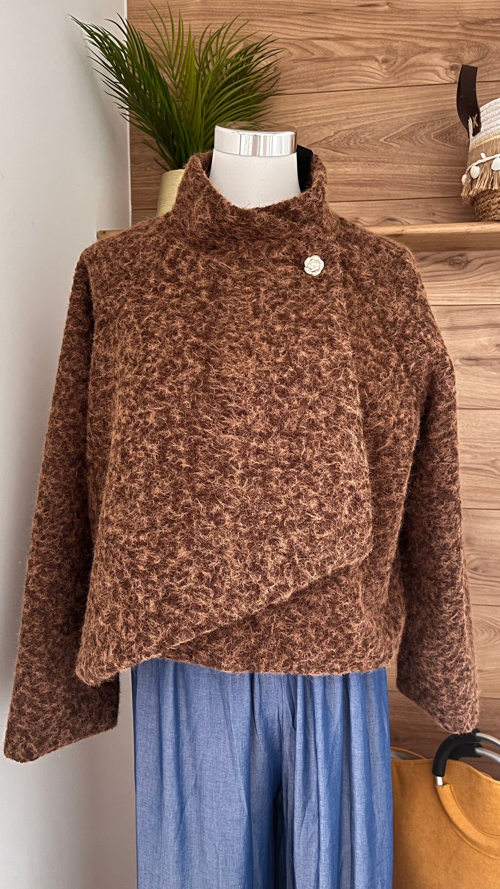 Veste en Laine Bouclée 100% Coton Élégante - Fabrication Italie