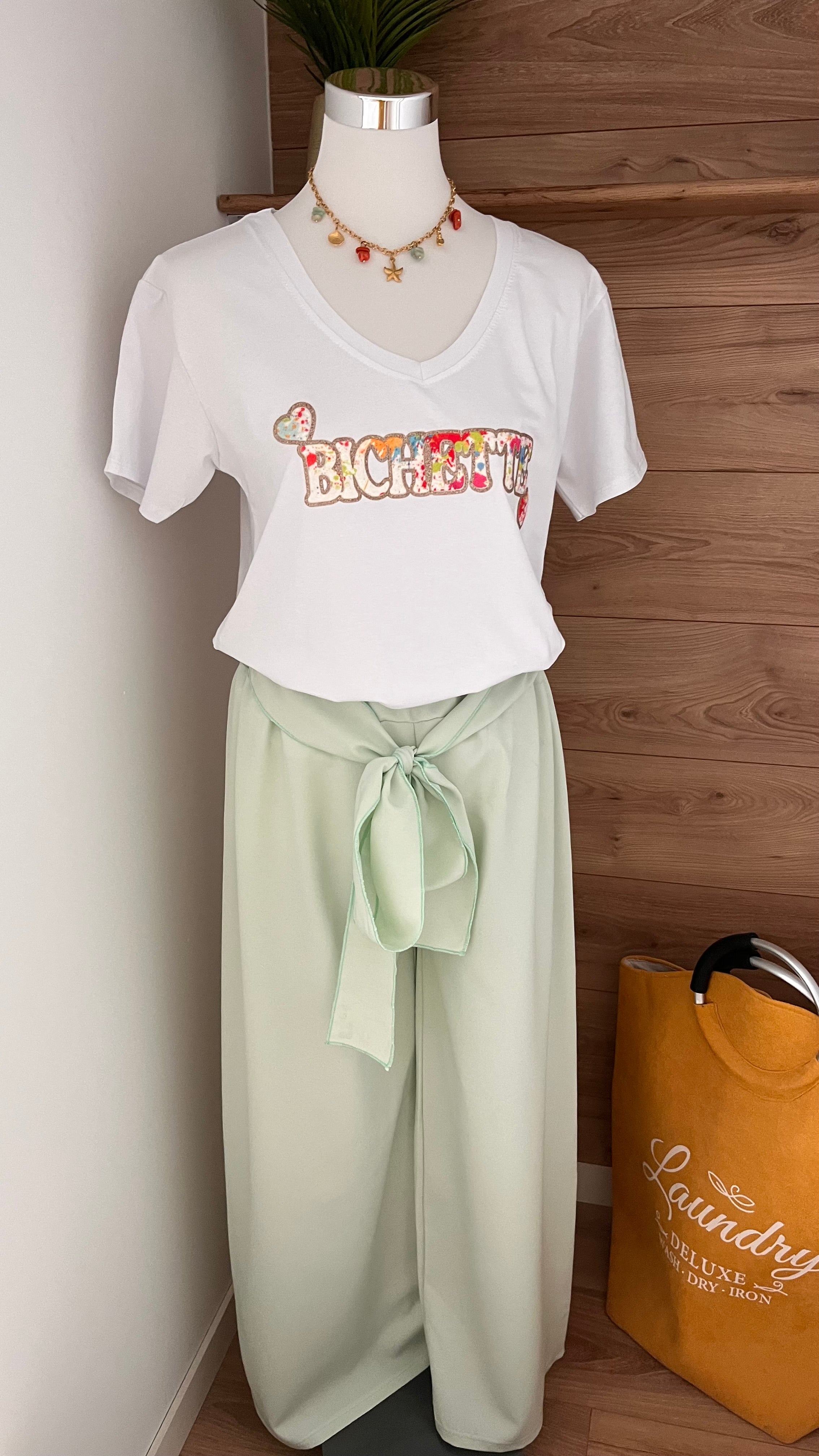 Pantalon À Nœud Fluide & Élégant - 65% Viscose - Fabrication Italie