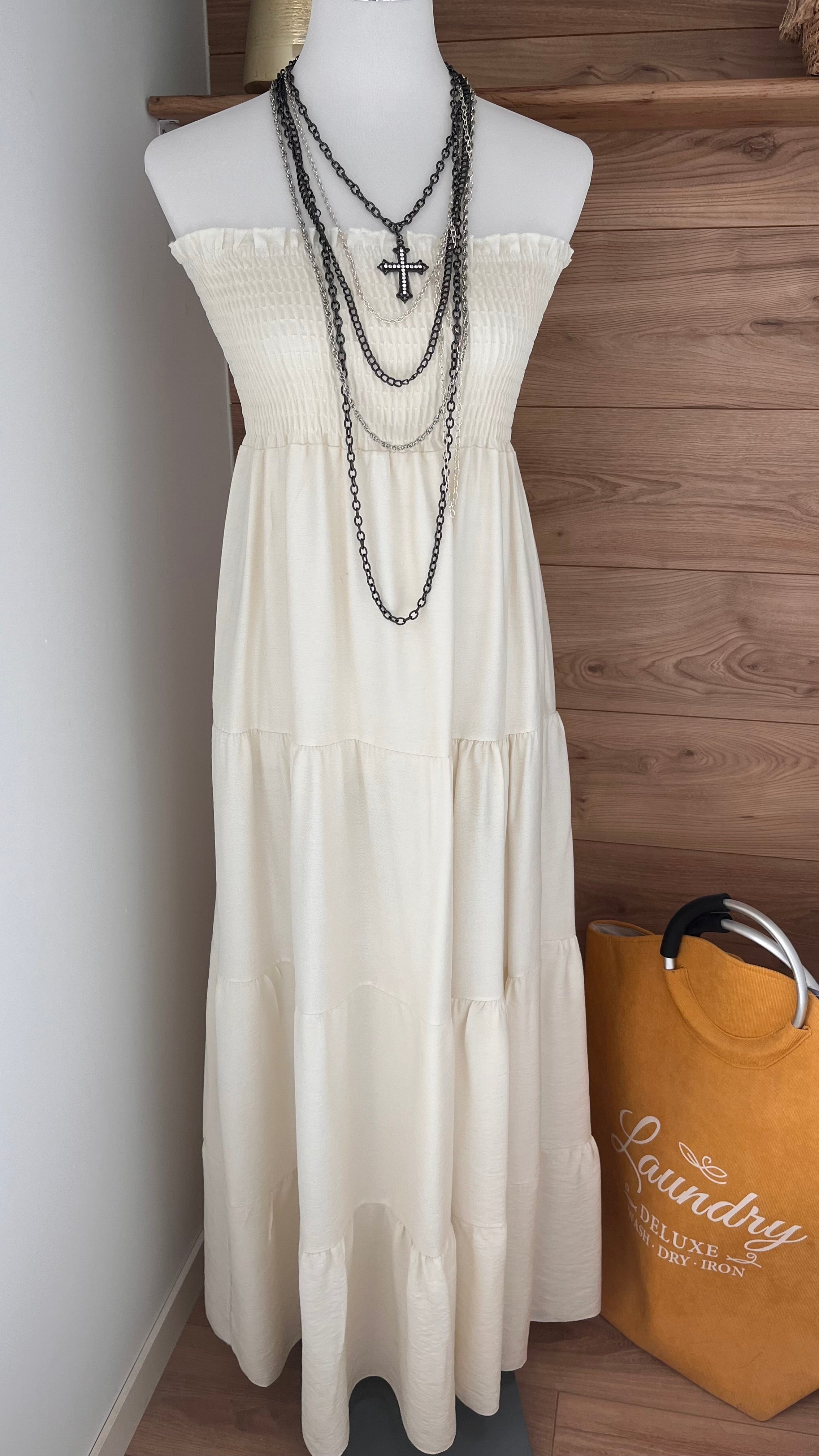 Robe Longue Bustier Multicolore - 95% Viscose - Fabrication Italie