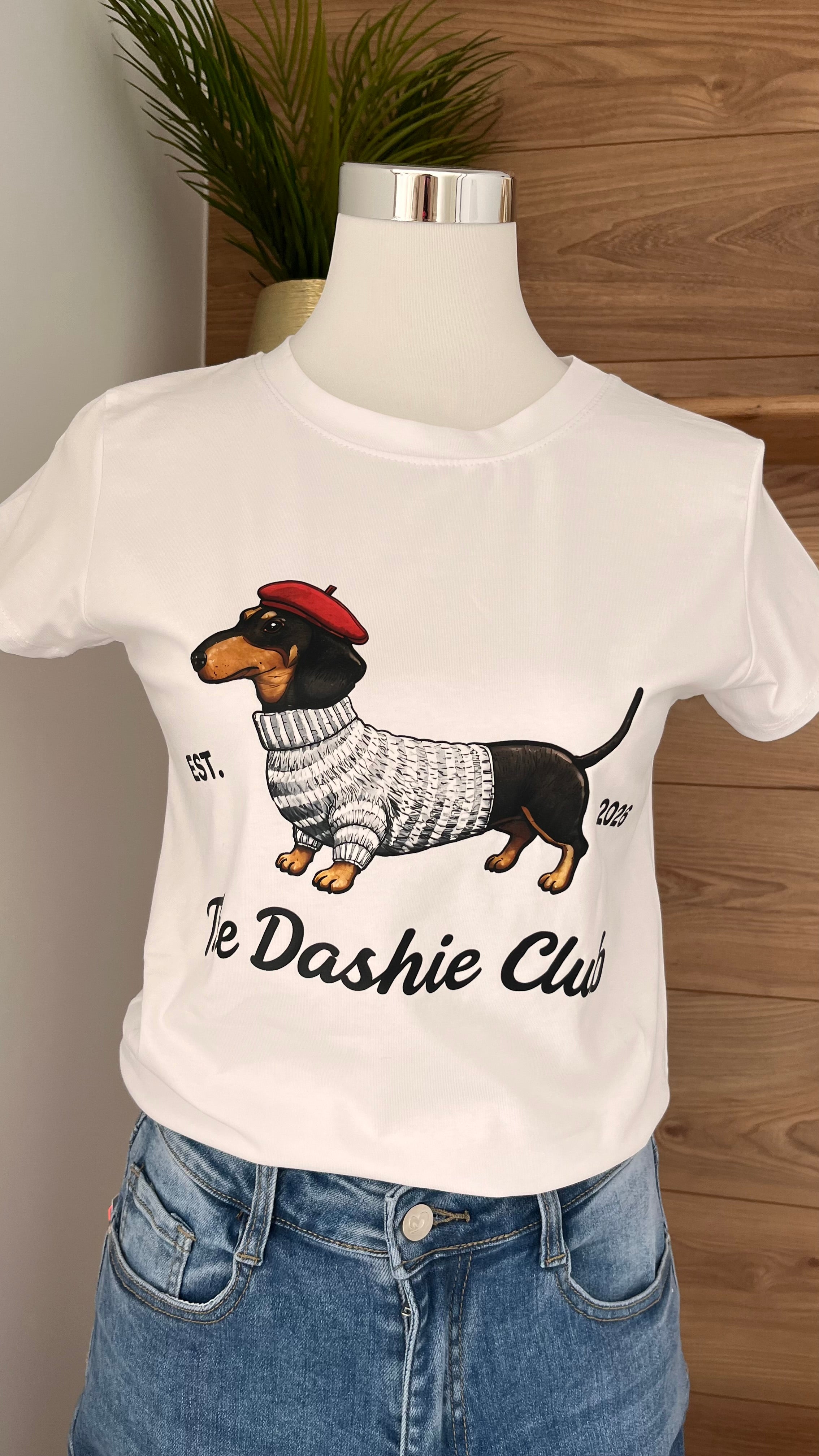 T-shirt Chien Col Rond Manches Courtes - 95% Coton - Fabrication Italie - Du 36 au 42