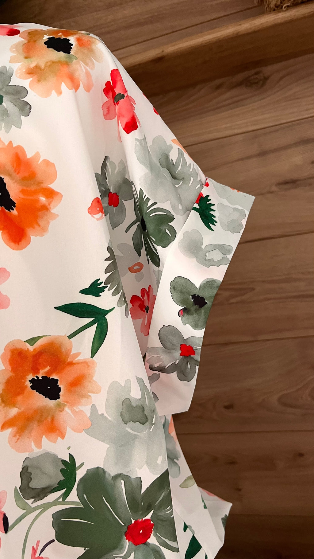 Chemise Fleurie Fond Blanc - Fleurs Kaki - 100% Polyester
