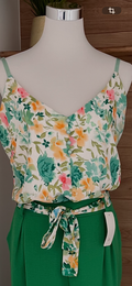Débardeur Fleuri Grande Taille Stretch & Féminin - Fabrication Italie - Du 42 au 48