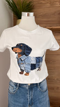T-shirt Motif Teckel - 95% Coton 5% Élasthanne - Fabrication Italie