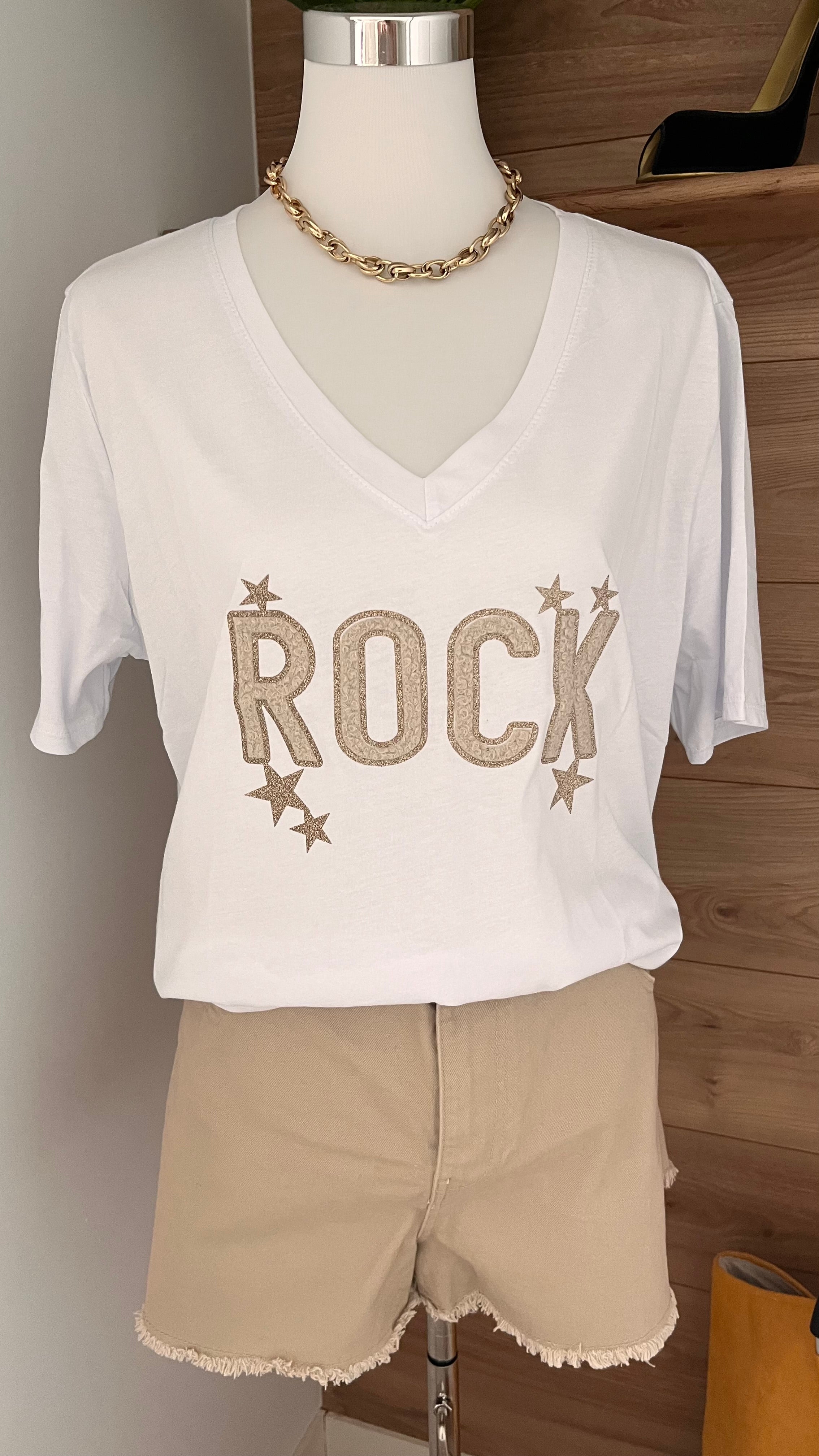 T-shirt Inscription Rock Grande Taille - 100% Coton - Fabrication Italie