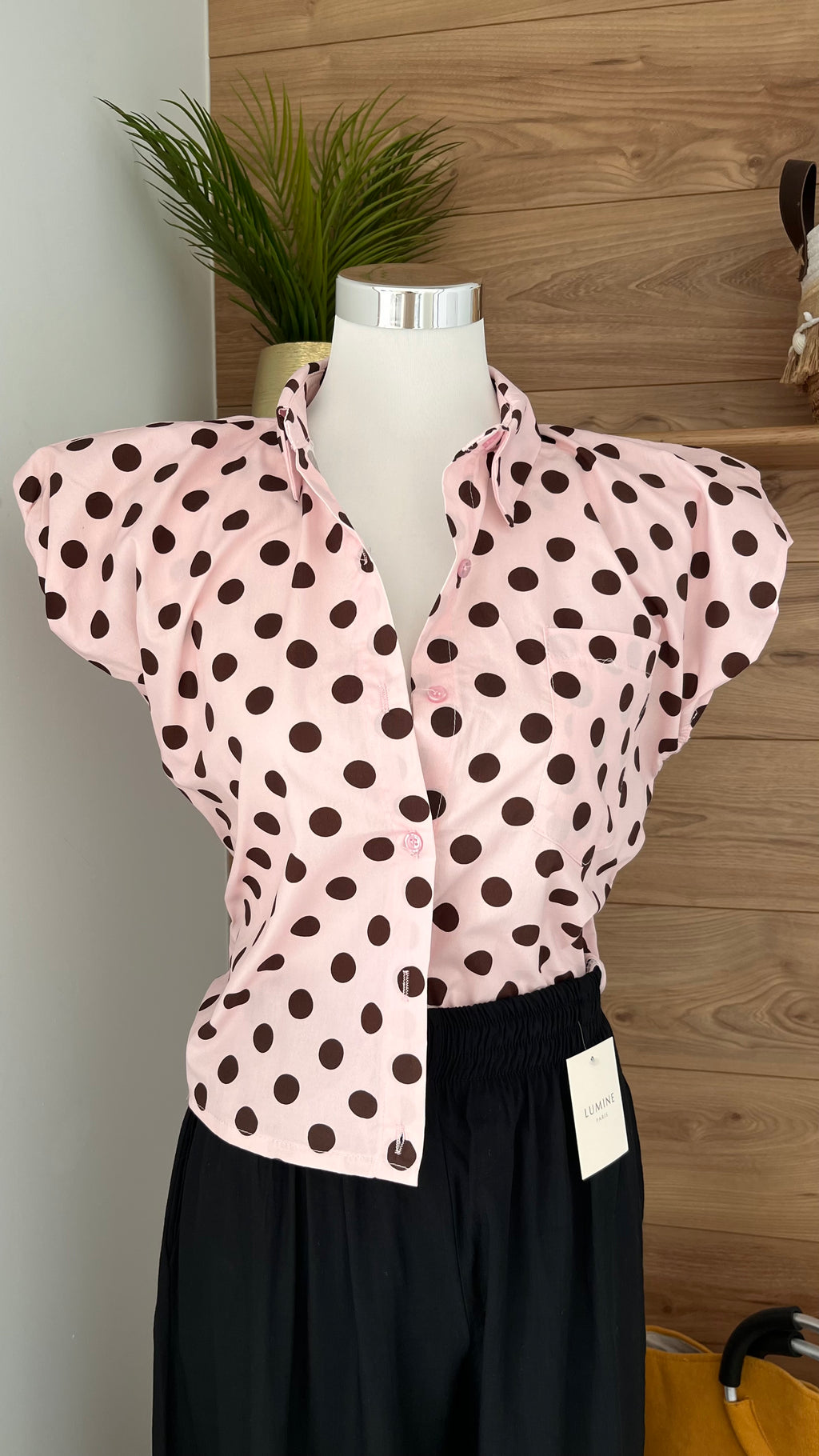 Chemise à Pois Effet Épaulettes 100% Coton - Fabrication Italie