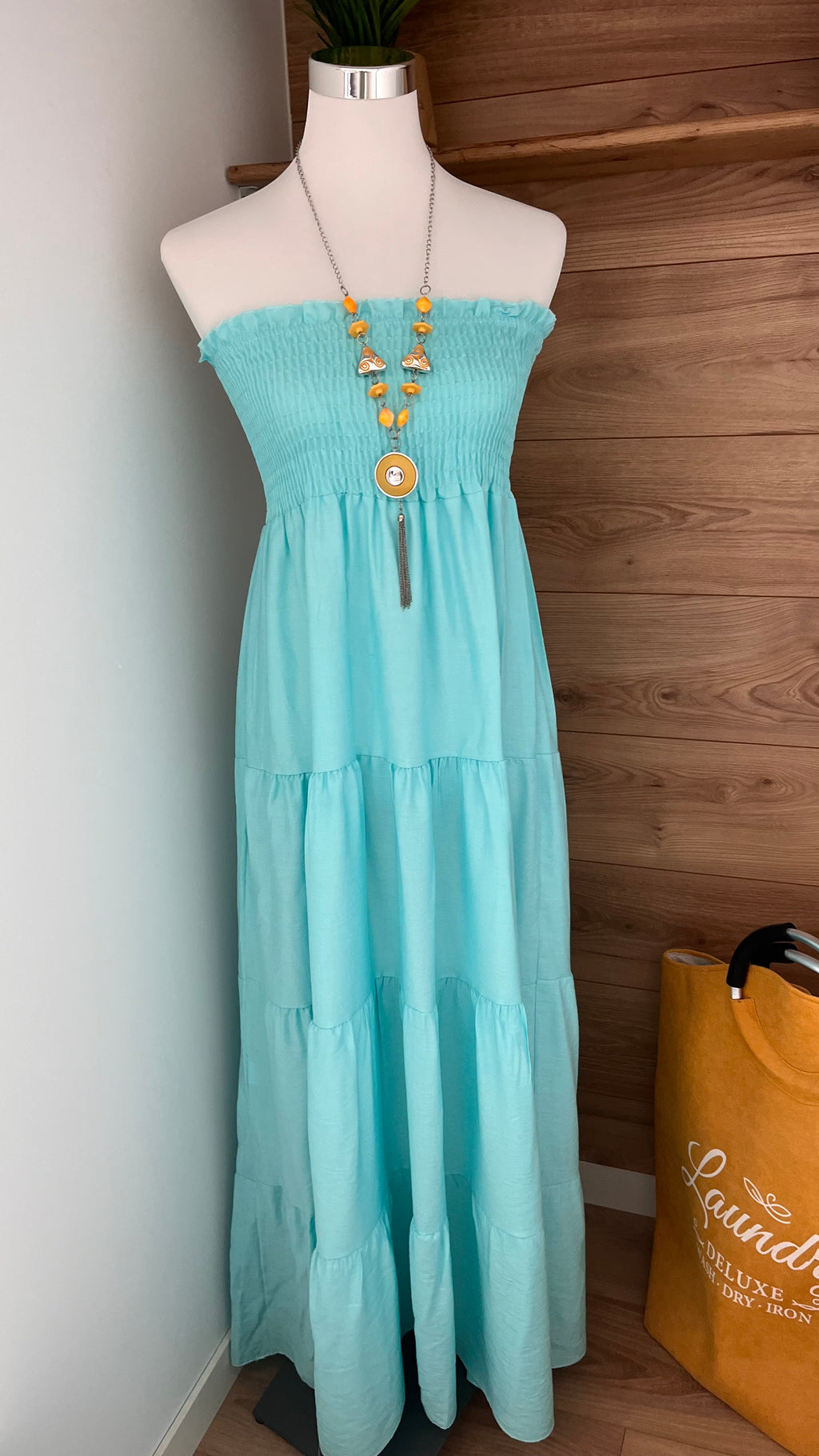 Robe Longue Bustier Multicolore - 95% Viscose - Fabrication Italie