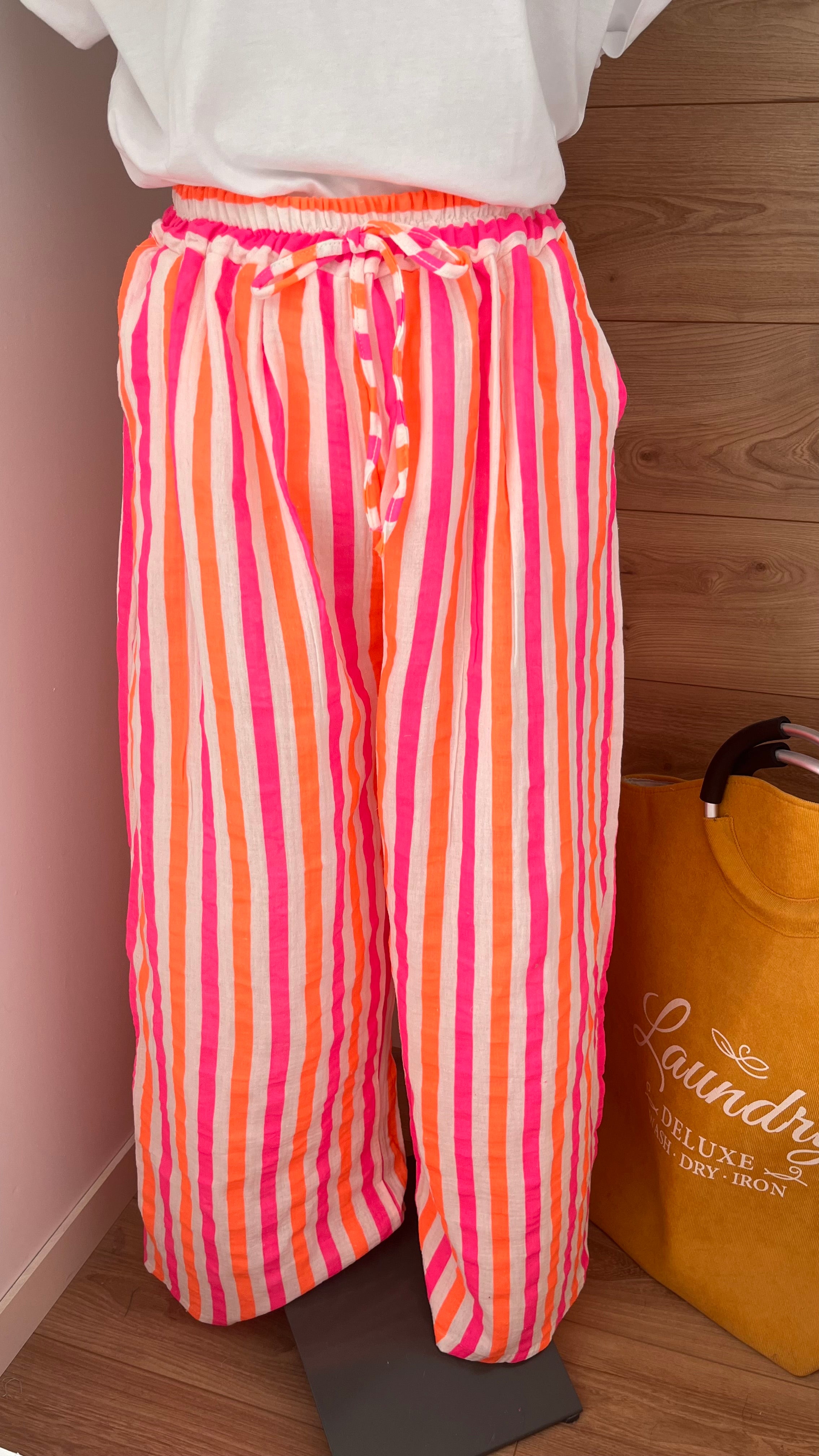Pantalon Gaze de Coton Fluide Taille Élastique - Fabrication Italie - Du 40 au 48
